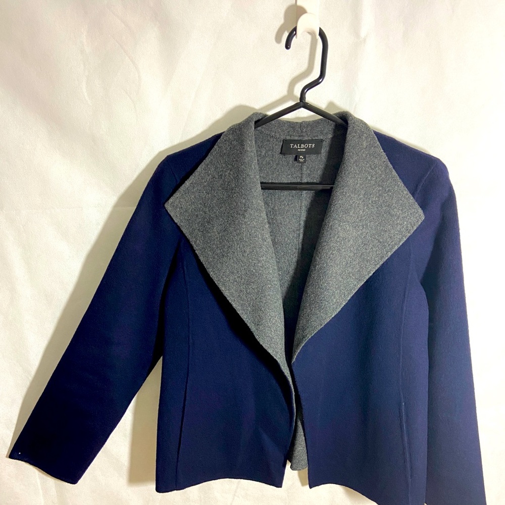 Talbots Jacket / Coat long sleeve blue and gray No Tag